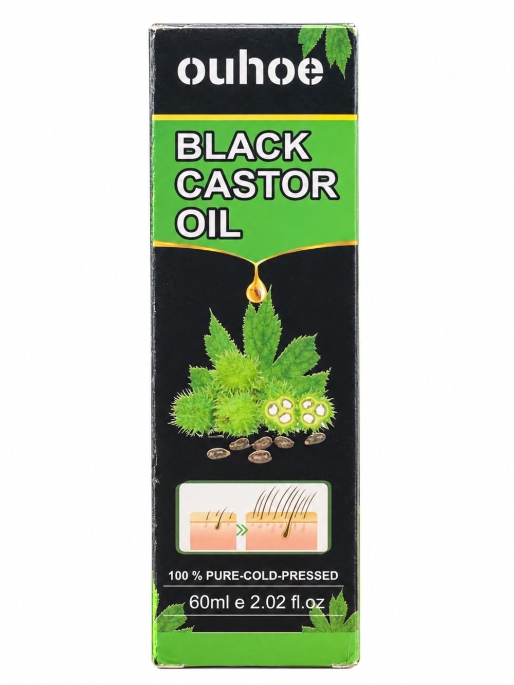 Ouhoe Black Castor Oil - Green & Black Nourishing Hair Oil